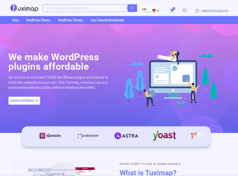 Ecommerce website development project Tuximap