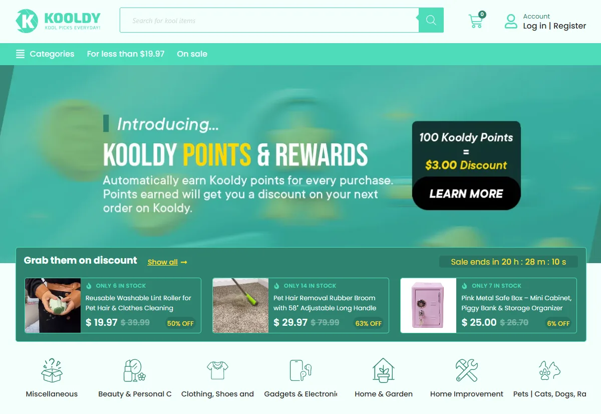 Kooldy Hero section | Home